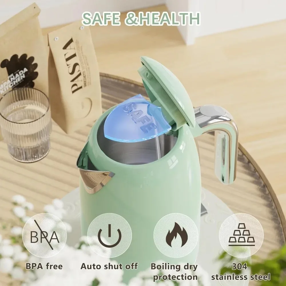 Electric Tea Kettle, 1500W /1.7 L Hot Water Kettle Electric, Retro Electric Kettle, Auto Shut-Off & Boil-Dry Protection,BPA Free