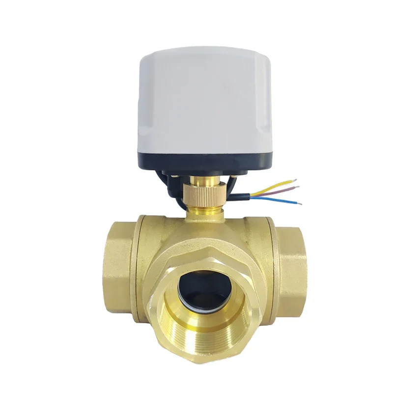 Waterproof Electric Ball Valve Brass Three-Way T/L type Three-Wire two-control Three-Wire one-control 220V 24V 12V Motorized