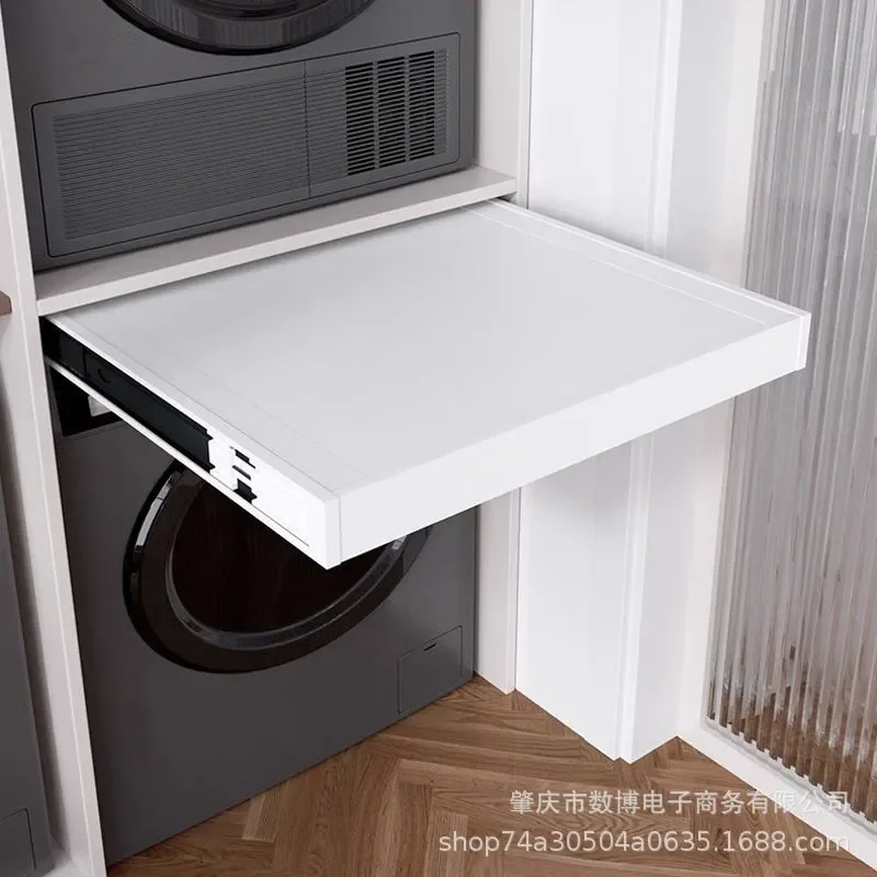 Retractable Pants Hanger Built In Storage Rack For Washing Machine Top Invisible Folding Board Balcony Space Saving Organizer