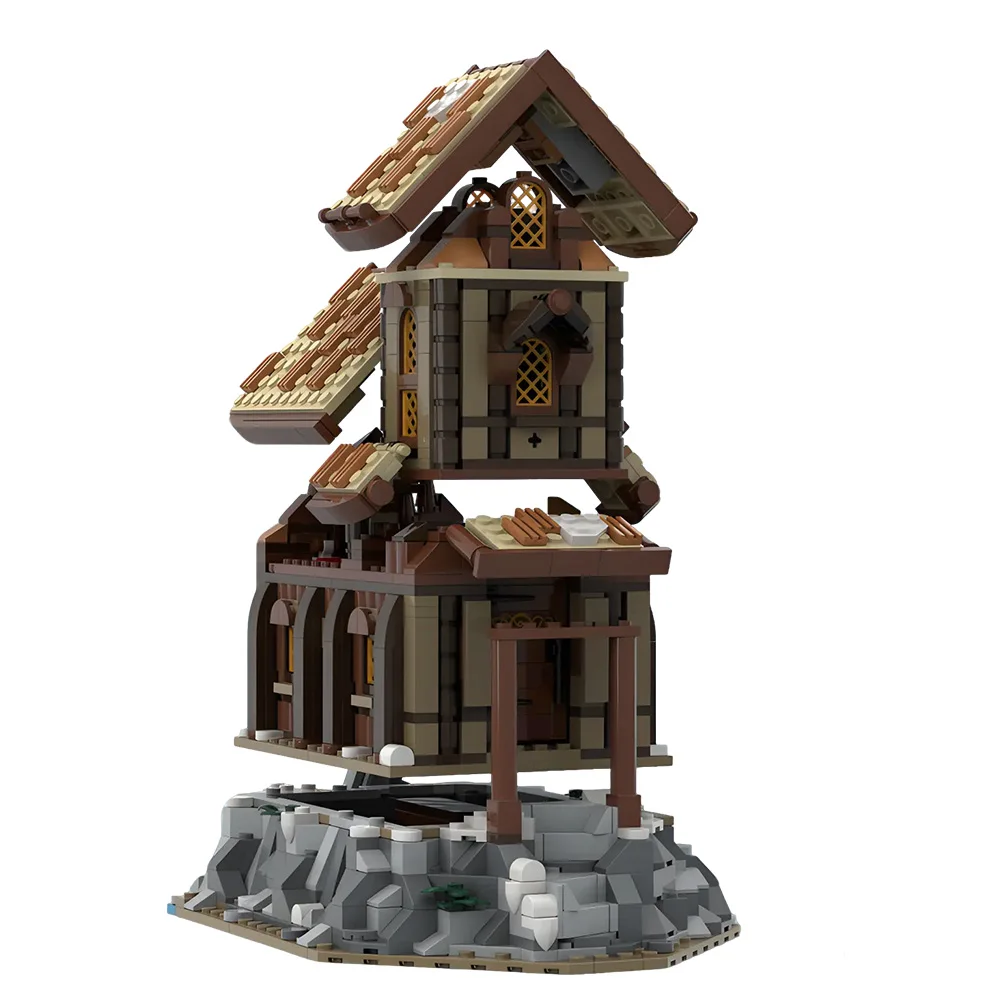 Blocs de construction modulaires MOC Hapel of Solitude, village médiéval viking classique, église, jouet en briques pour adultes