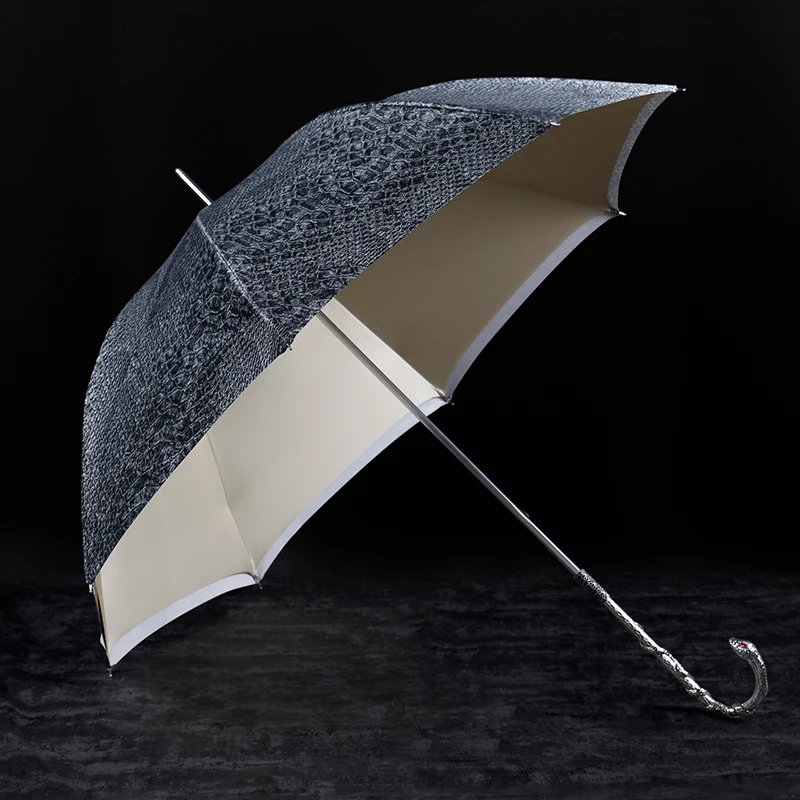 DanMunier Retro Long Handle Umbrella Metal Snake Head Handle Luxury Umbrella UV Protection Windproof Umbrellas with Gift Box