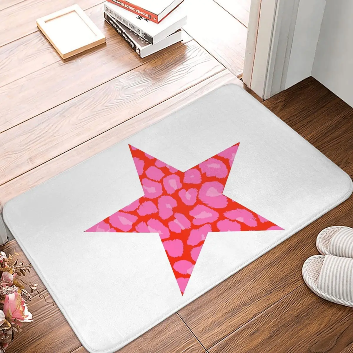 Textured Red And Pink Leopard Print Doormat Kitchen Entrance Home Floor Mat Non-slip Carpet Rug for Bedroom Footpad Mats