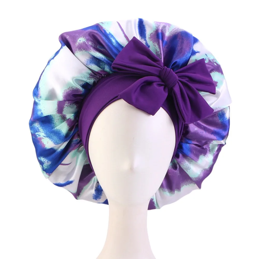 

Luxury Double Layer Satin Bonnet Elastic Tie Band Tie Band Sleeping Bonnet Extra Large Hair Bonnet Night Use