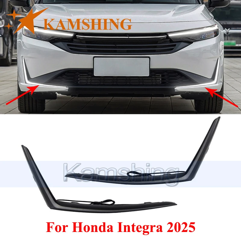 CAPQX 1pair LED Daytime Running Light For Honda Integra 2025 DRL Day Light Foglamp Fog lamp Turn Signal Light