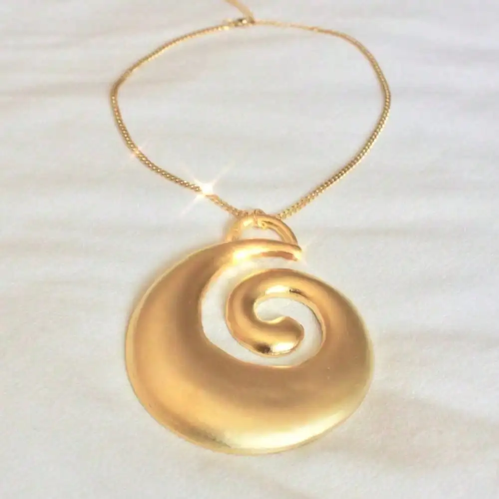 

Gold Chunky Necklace - Spiral Necklace, Gold Spiral Choker, Statement Necklace, Crafturday