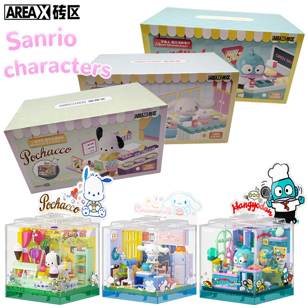 

Genuine AREA-X Sanrio HANGYODON Pochacco Creative Building Blocks Collection Toys Encourage Children's Healing Birthday Gifts