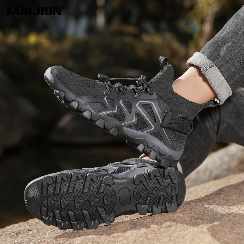 Breathable Mesh Men Hiking Shoes Fashion High Top Casual Sneakers Women Non-slip Outdoor Sport Shoes for Trekking Wading Camping