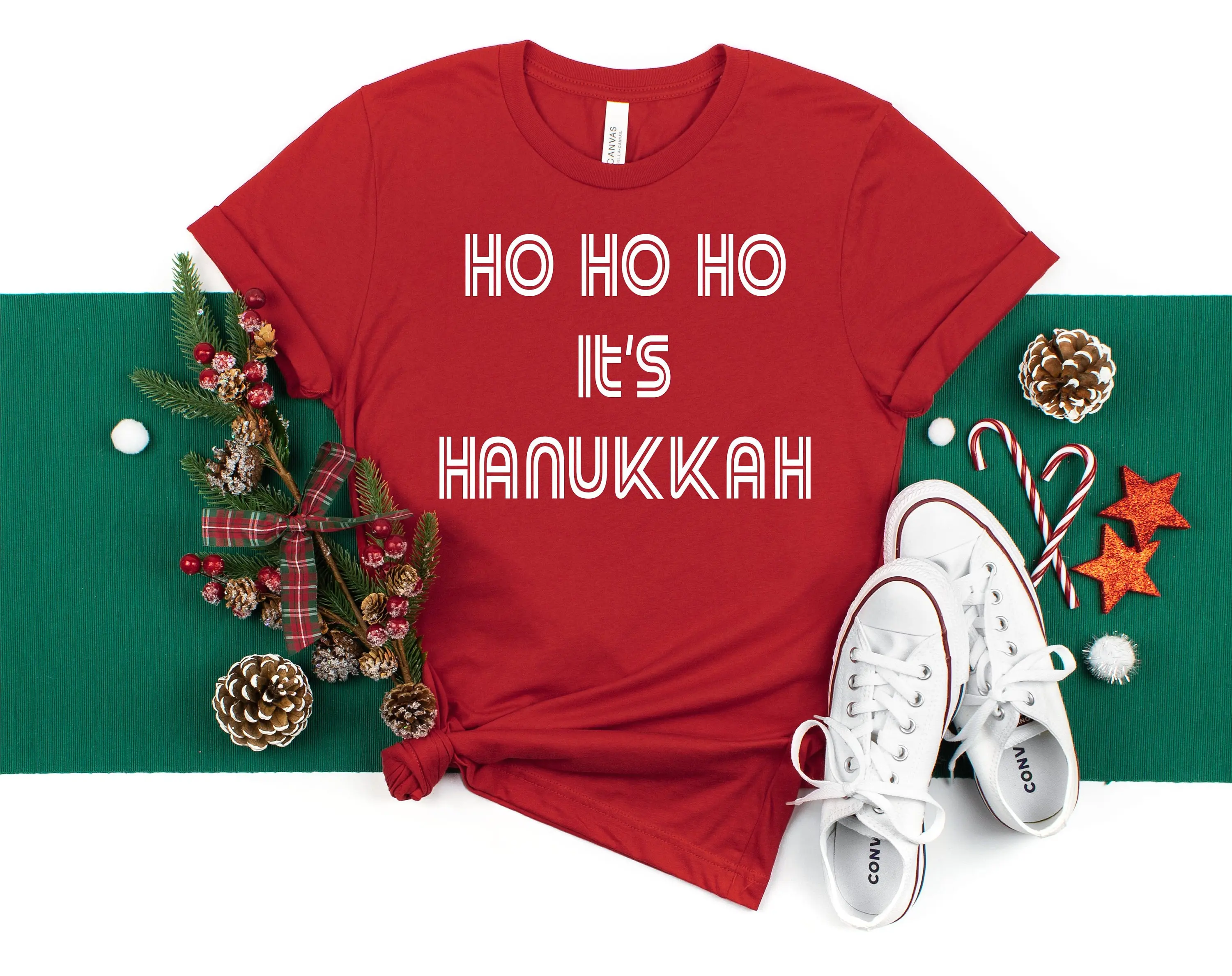 Ho It's Hannukah Camiseta de algodão equipada ou solta, engraçada, festiva, presente de Natal, trabalho, Papai Noel Judaico Chanukah