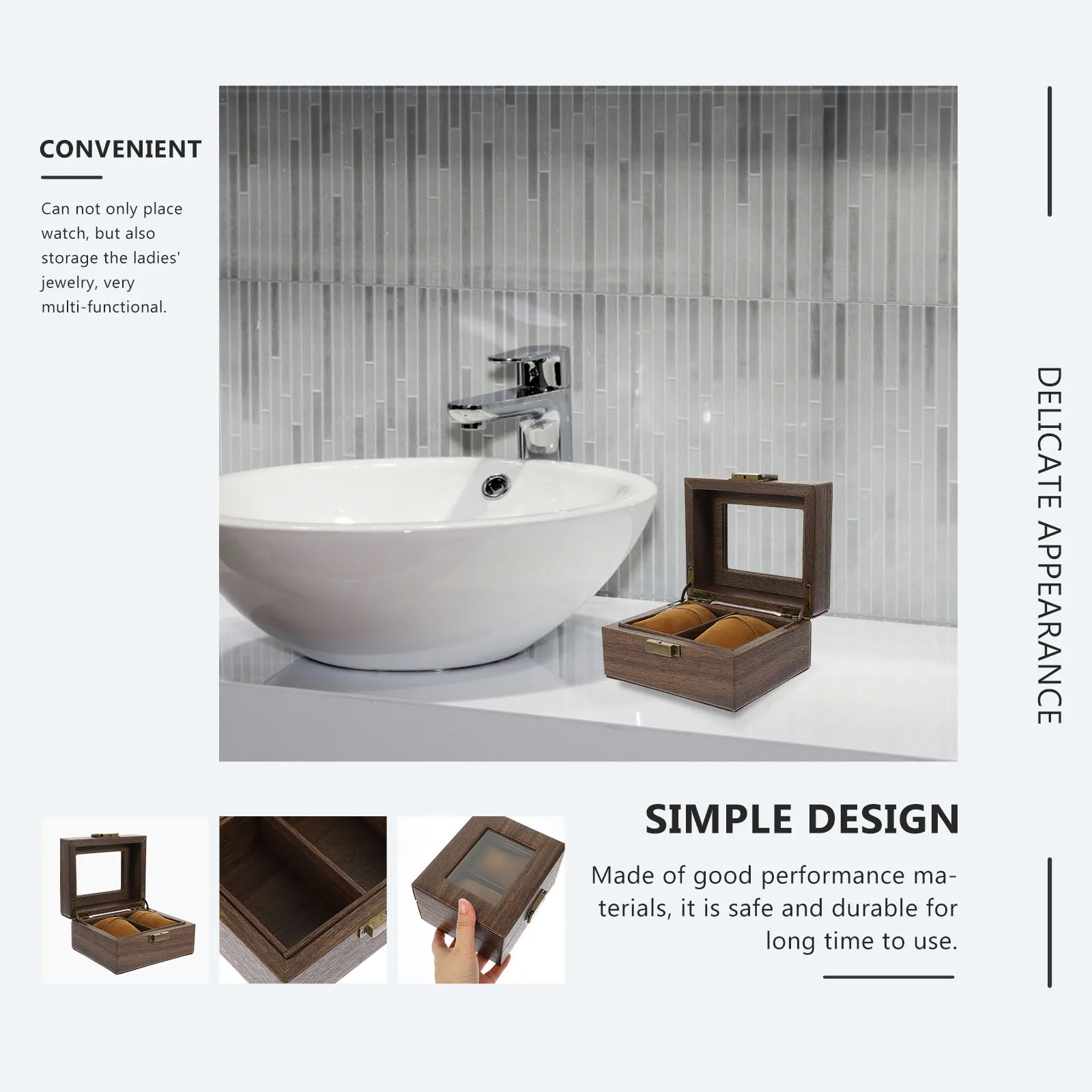 

Desktop Wood Watch Box Multifunctional Organizer for Watches Bracelets Retro Style Storage Container Watch Box