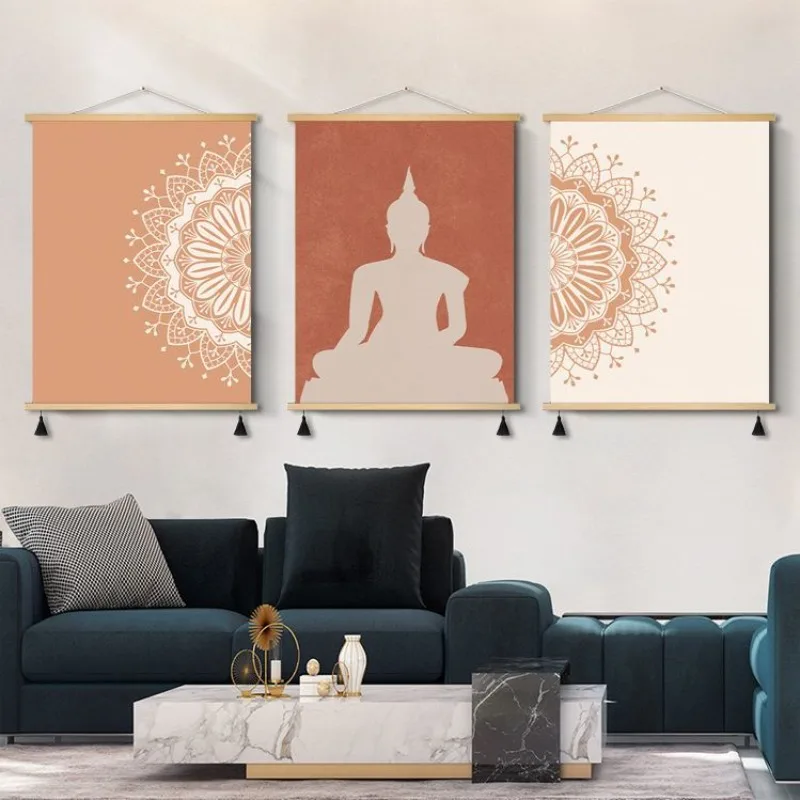 Thai Sun Salutation Wall Decor Aesthetic Room Decor Yoga Wall Art Scroll for Studio Gym Pilates Room Serene Zen Atmosphere