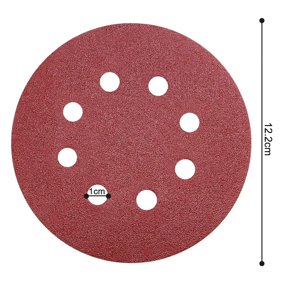 50PCS 5 Inch 8 Hole Hook and Loop Adhesive Sanding Discs 60#100# Sandpaper Flocked Adhesive Sandpaper for Random Orbital Sander