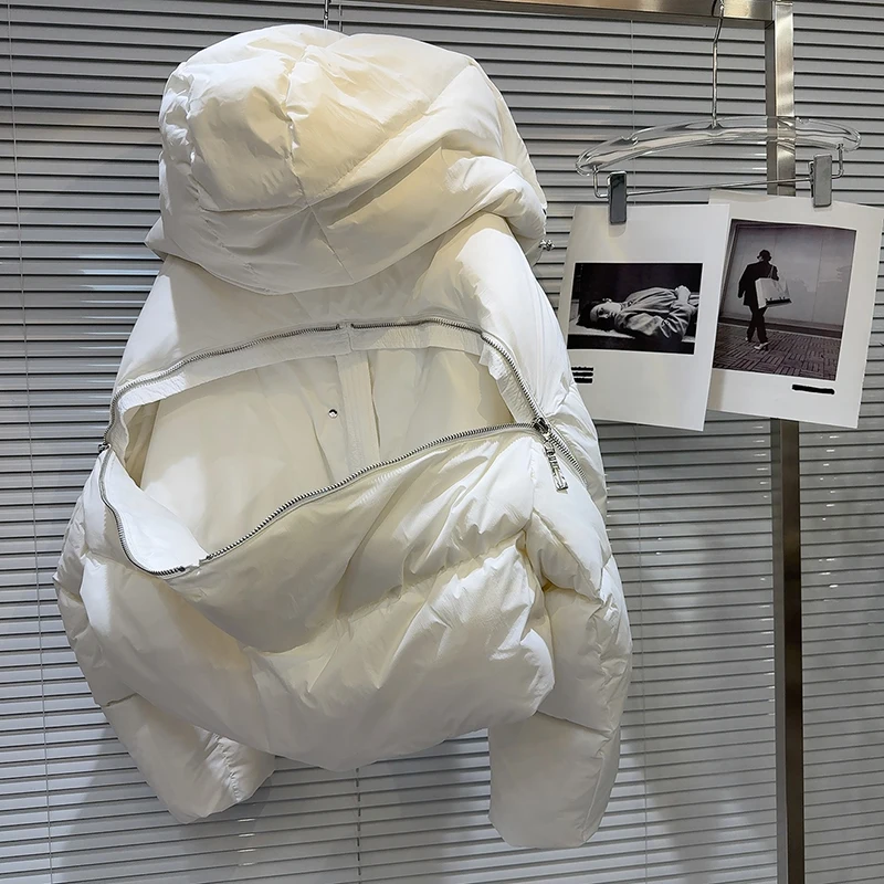 2025 شتاء جديد فتاة حار الظهر المعادن سستة تصميم أسفل سترة المرأة بلون تنوعا الدافئة مقنعين أسفل سترة #6