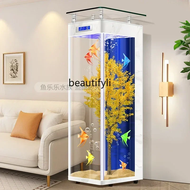 Fish Tank New Home Living Room Light Luxury Small Integrated Change Water Ecological Loop Back Filter Floor TV Cabinet