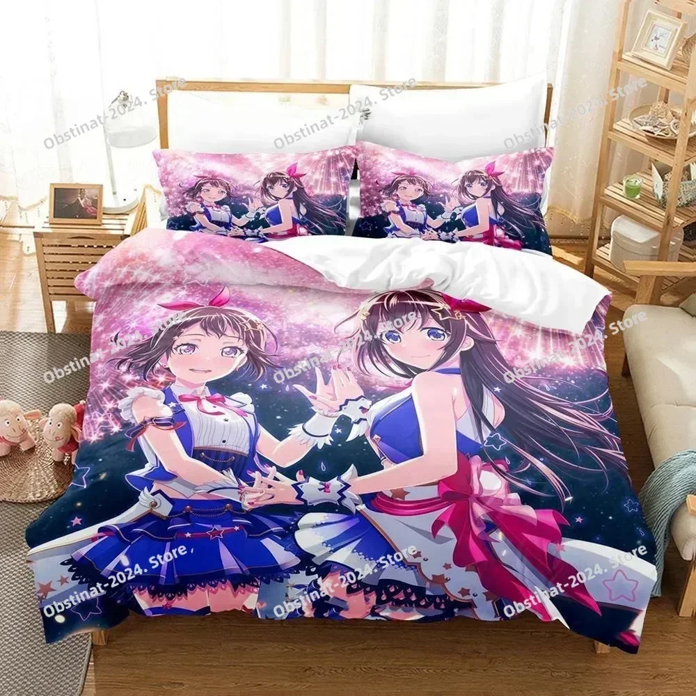 3D Anime BanG Dream! Girls Band Party! Bedding Set Single Twin Full Queen King Size Bed Set Adult Kid Bedroom Duvetcover Sets 4