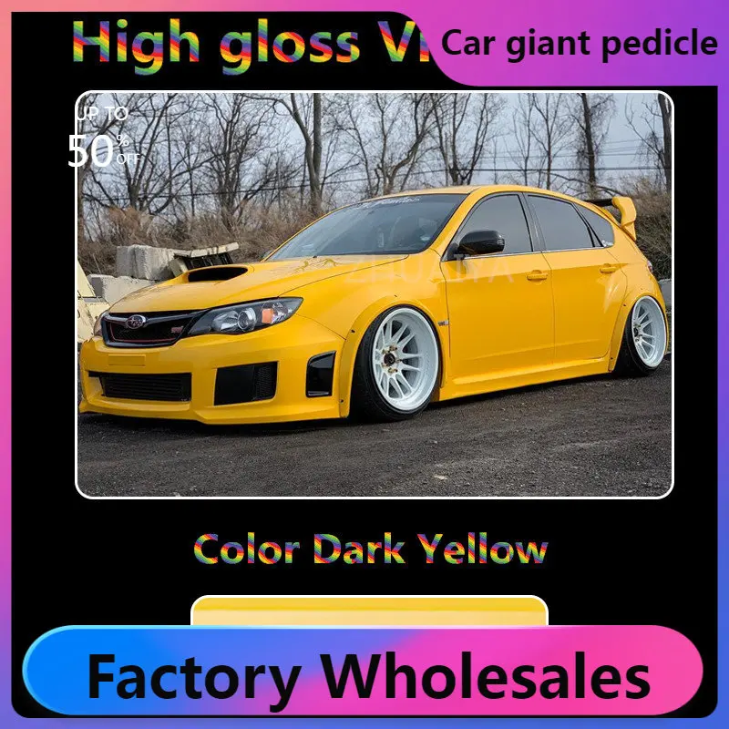 Highest quality super gloss Dark yellow vinyl wrap for Vehicle wrap quality Warranty ZHUAIYA