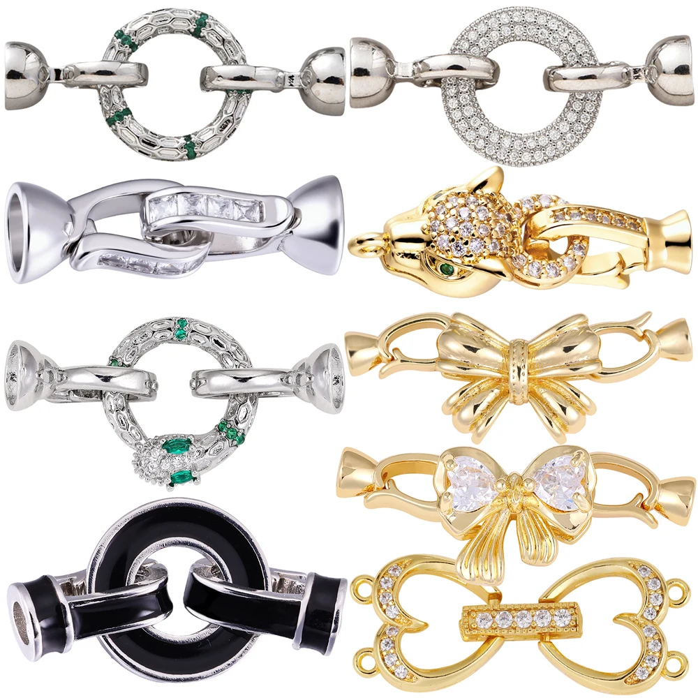 Juya 18K Gold Silver Plated Decorative Connector Fastener Hook Clasps Accessories For DIY Baroque Pearls Beadwork Jewelry Making