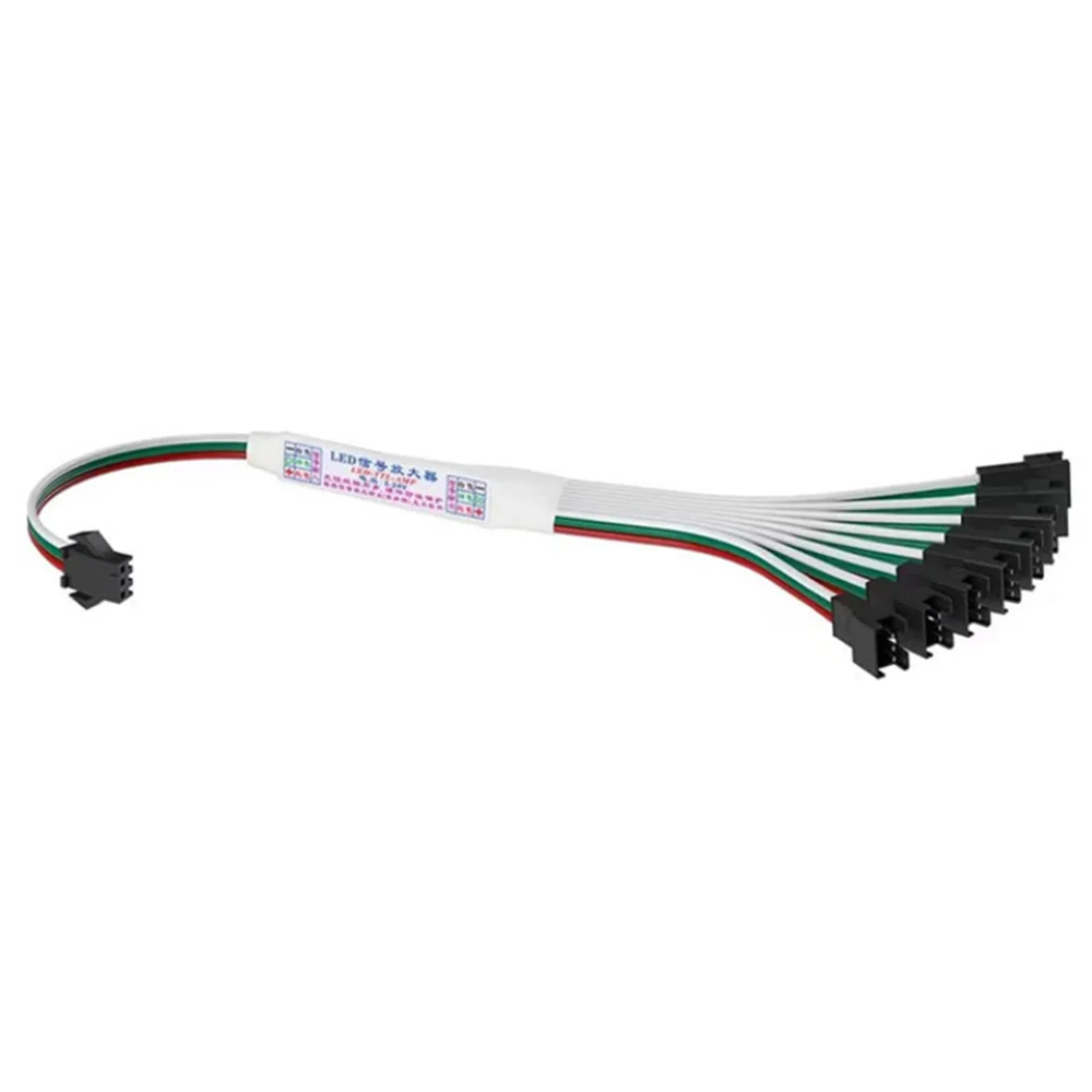 Mini Signal Amplifier Repeater for WS2812B WS2811 16703 SK6812 3Pin RGBIC Addressable LED Strip String Module 1 TO 4/8 5-24V