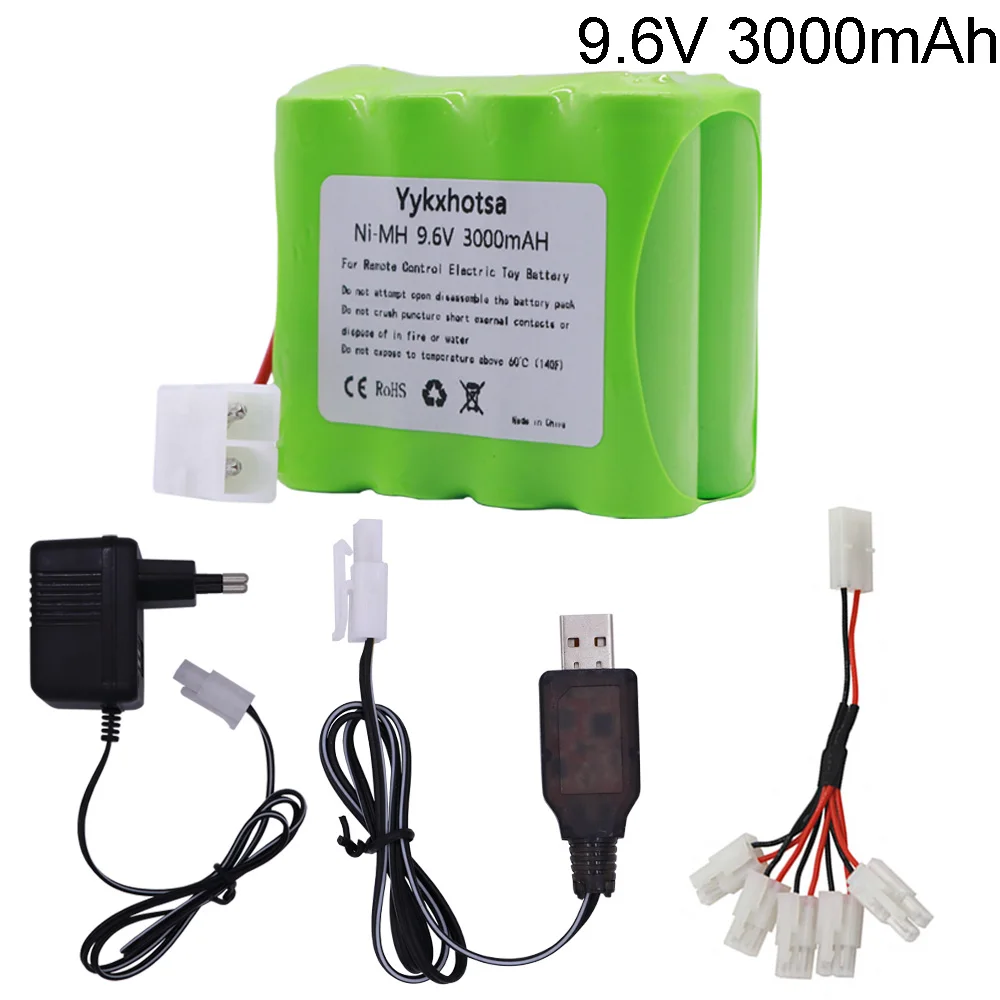 9.6V 3000mAh NI-MH battery Tamiya Plug with USB charger for RC Toys Electric toys security lighting facilities AA battery 9.6 v