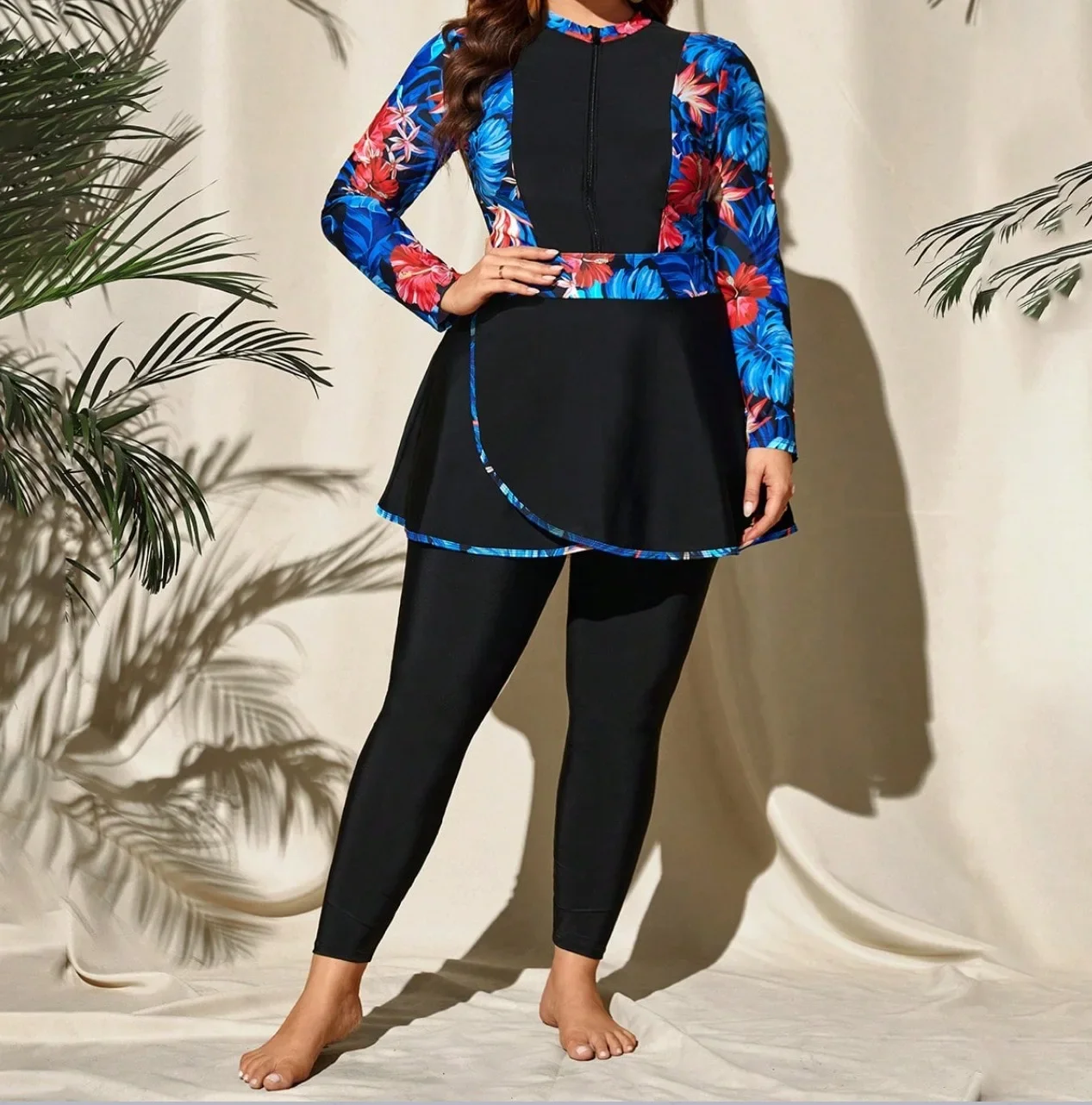 2024 New Plus Size Swimwear Burkini Muslim Modest Women Swimsuit Islamic Swimming Clothing Beach Wear Dress Bathing Suit Mujer