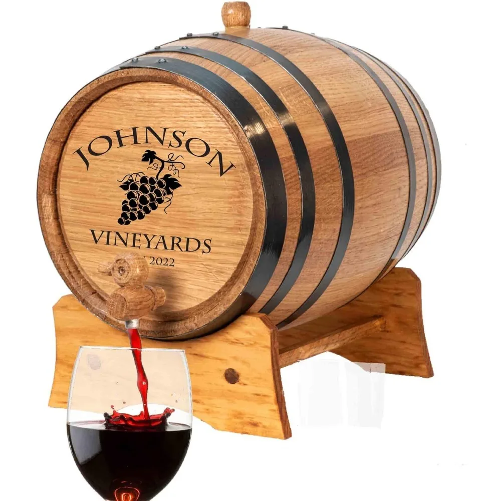 

Personalized 5 Liter Oak Wine Barrel (1 gallon) with Stand, Bung, and Spigot | Age Cocktails, Bourbon, Whiskey, Beer and More!