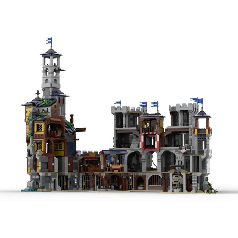 MOC-décennie s de construction d'architecture de château modulaire médiéval, assemblage de briques de créativité, jouets pour enfants, cadeaux de Noël, 6936 pièces