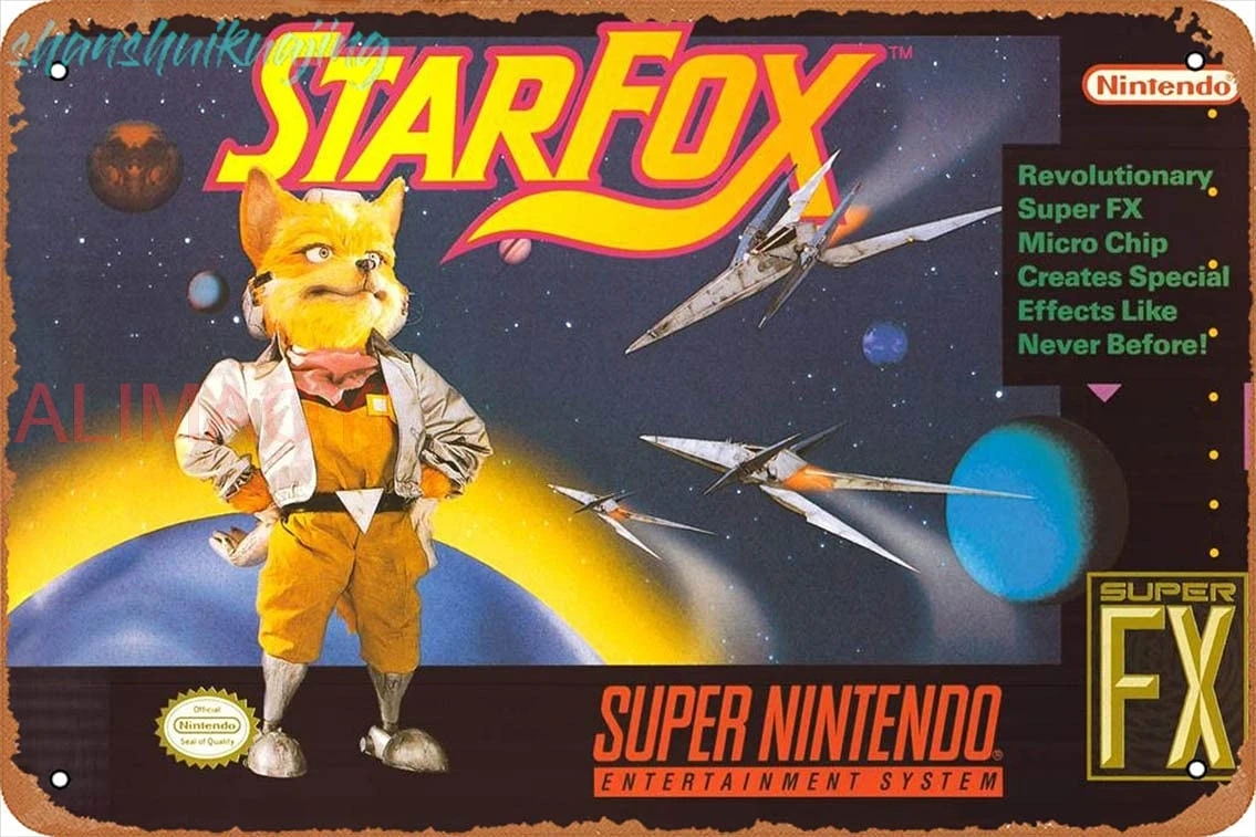 Video Game Metal Posters Star Fox SNES Video Game Tin Metal Sign 8