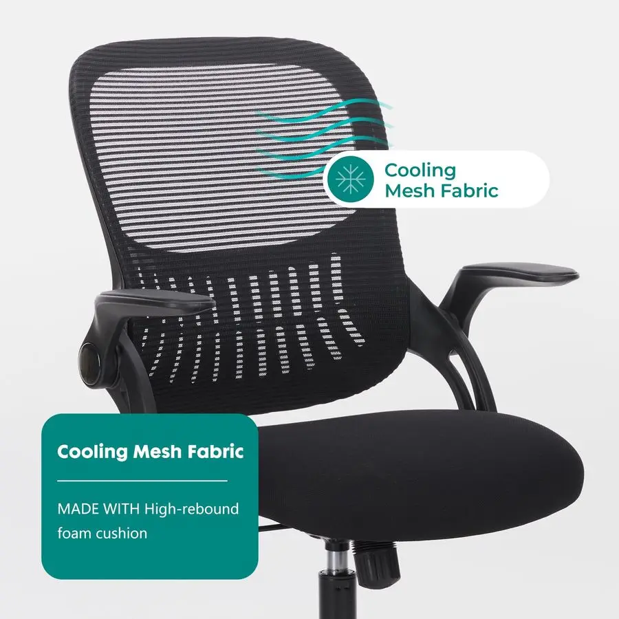 Home Office Managerial Executive Chair, Ergonomic Mesh Adjustable Swivel MidBack Chair with Comfortable Lumbar Support, Comfy A