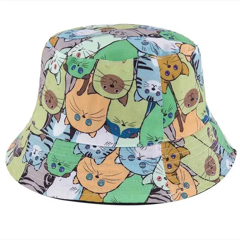 Women\'s Bucket Hats Double-sided Bandana Panama Caps Men Outdoor Sport Sun Protection Fishing Fisherman Hat Bob