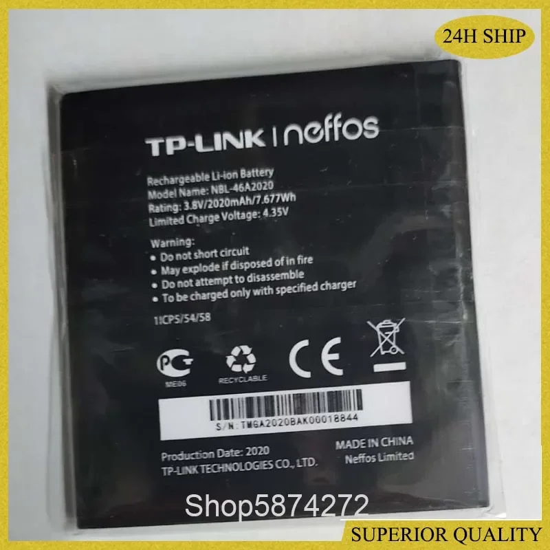 2020mAh NBL-46A2020 Battery For TP-link Neffos Y5L TP905A TP801A Mobile Phone In Stock Latest Production Battery