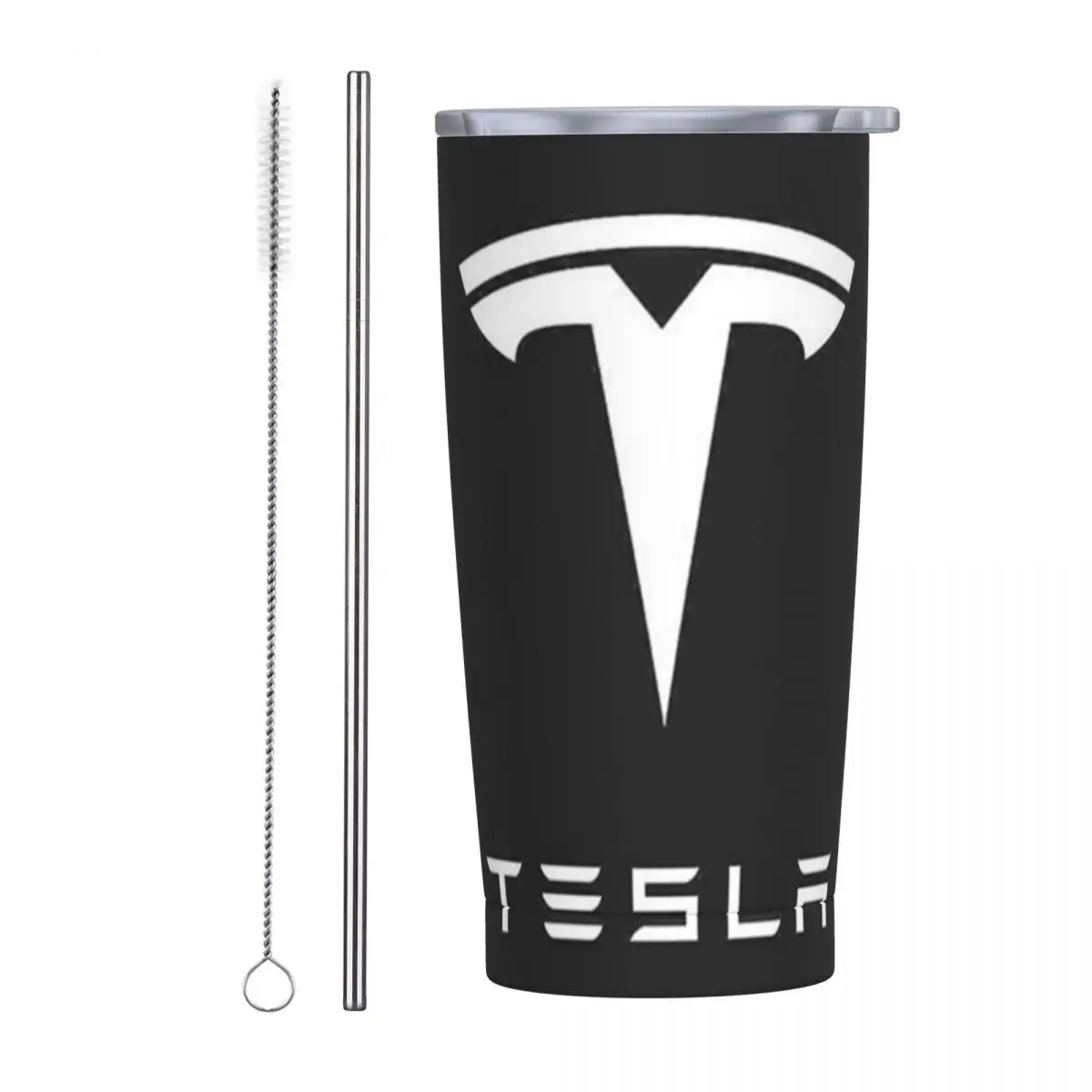 Stainless Steel Tumbler T-Teslas Motors Car Mugs Cup With Straws Roadster Travelist Cold Drink Water Bottle Large Thermal Cups