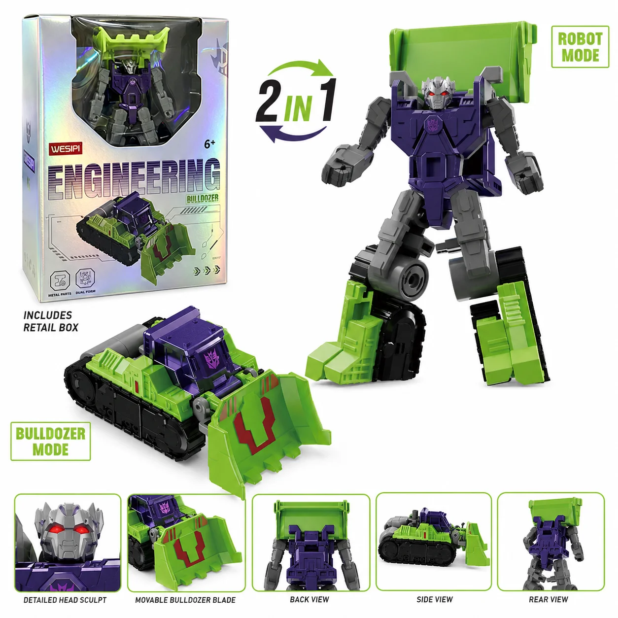 

Engineering Deformation Robot Toy Green Mecha Aircraft Transforming Building Blocks Action Figure Kids Gift English Version