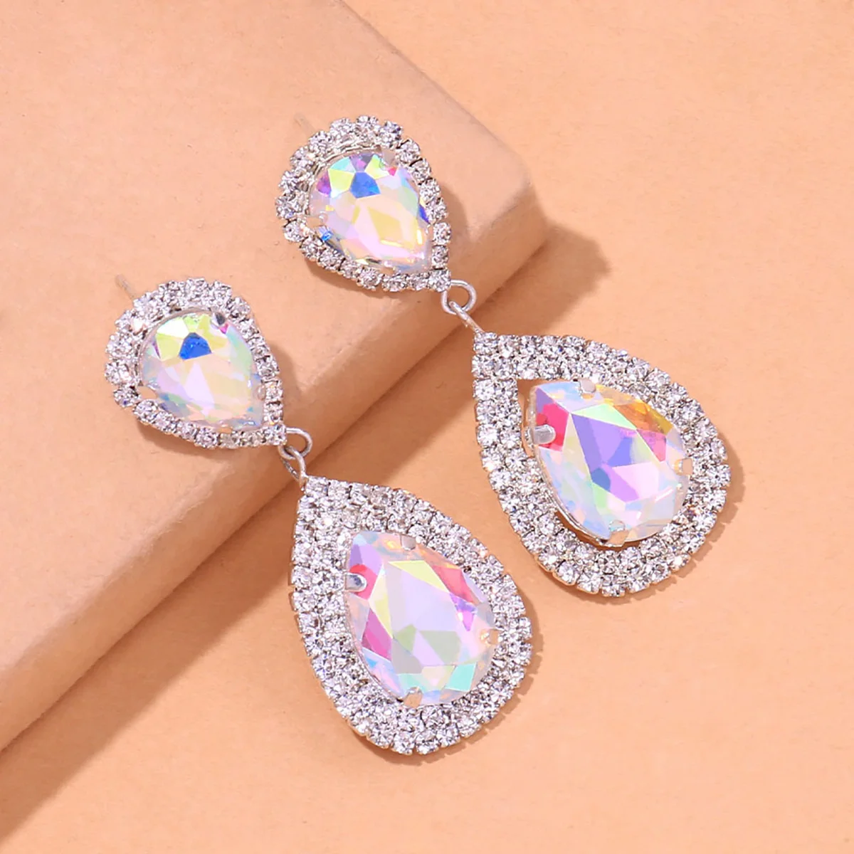 BLIJERY Elegant Multicolor Crystal Drop Earrings for Women Ladies Wedding Party Hanging Dangle Earrings Rhinestones Brincos