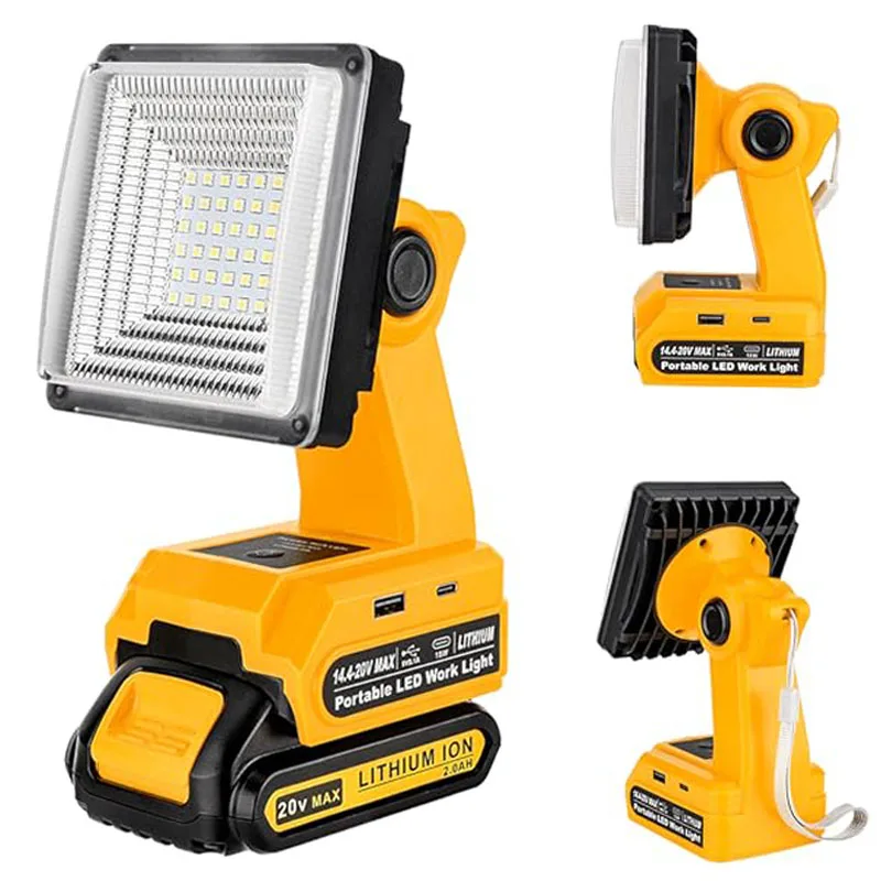 for Dewalt 18V 20V Lithium Battery LED Work Light Handheld Flashlight Outdoor Camping Light Spotlight Portable Electric Torch