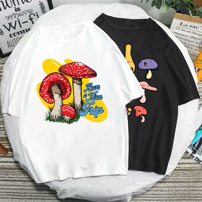 Funny Magic Mushroom T Shirts Stylish Magic Psychedelic Shrooms Shirt O-neck Casual Summer XS-4XL Woman Tshirts Ropa Mujer