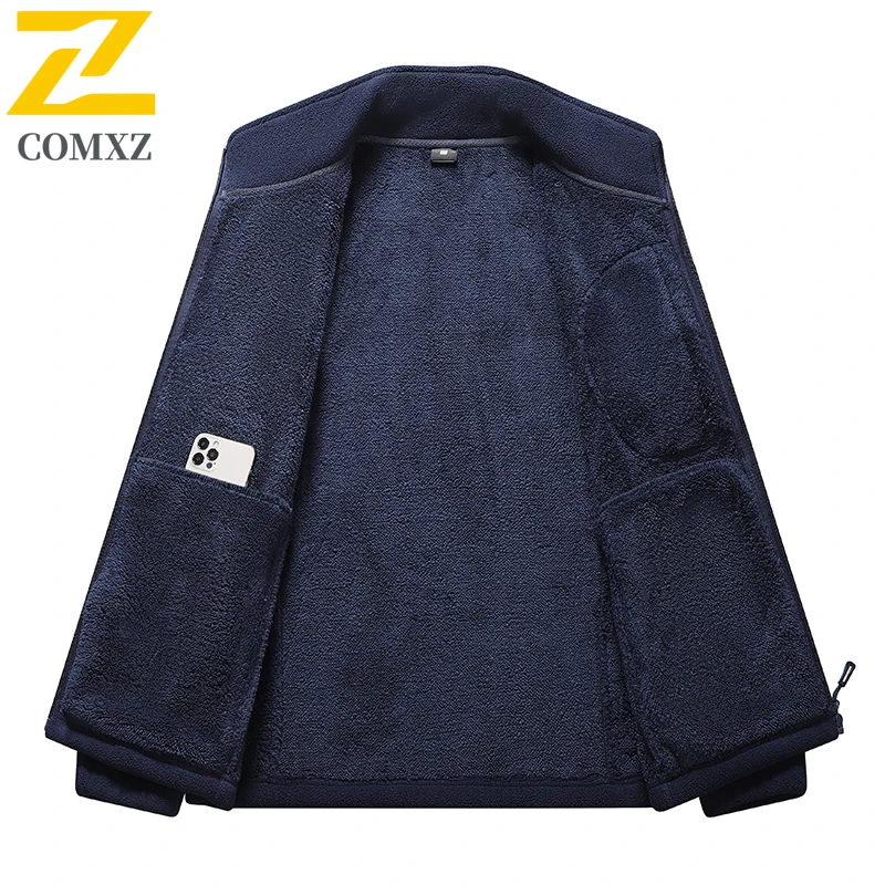 2025 新 Veluokldly 暖かいジャケットメンズ秋冬アウトドアファッションソフトフリース防風ジャケットハイキング狩猟スキーぬいぐるみコート