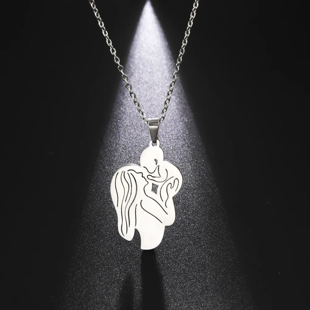 Stainless Steel mama Christmas gift Pendant Necklace for Men Women Fashion Mother Day Gift Jewelry