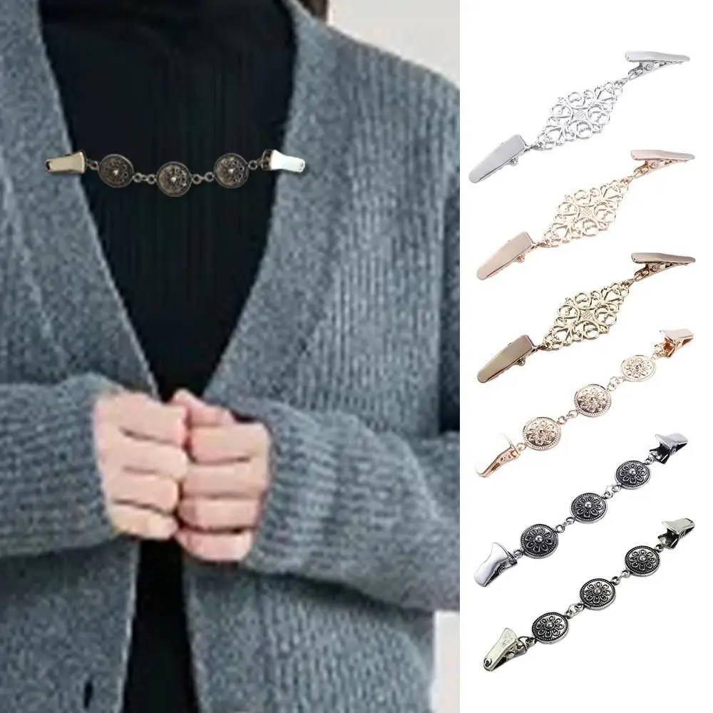 

Silvery Women Dress Decor Retro Alloy Material Fashion Clothing Clip Cardigan Clamps Fasteners for Clothes Clamps for Fabric