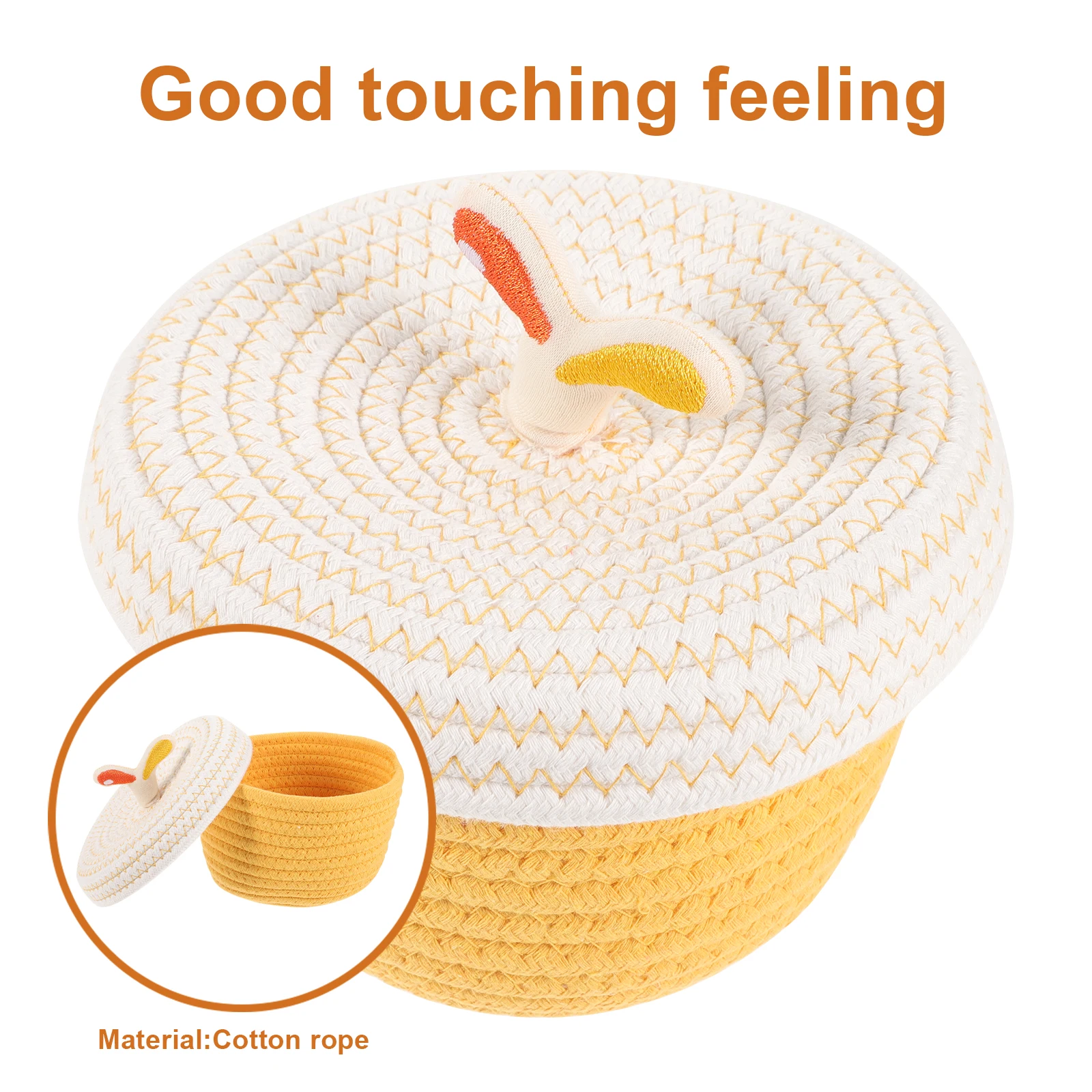 

Cotton Rope Storage Basket Large Capacity Bin Lid Woven Home Bins Round Orange Snack Key Organizer Decorative Box Bathroom Car