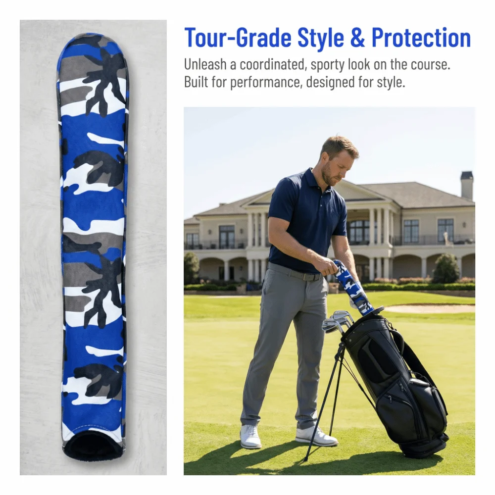 PU Material Golf Alignment Stick Cover Lining Cylindrical Shape Golf Practice Accessory Lightweight Build Print Golf Case