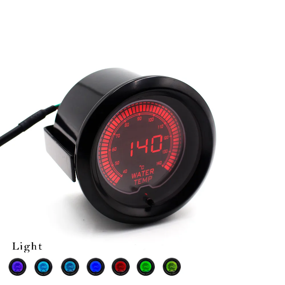 

Auto 2" 52mm 7 Color LED Smoke Face Water Temp gauge Water Temperature Meter With Sensor Digital display Car meter Gauge