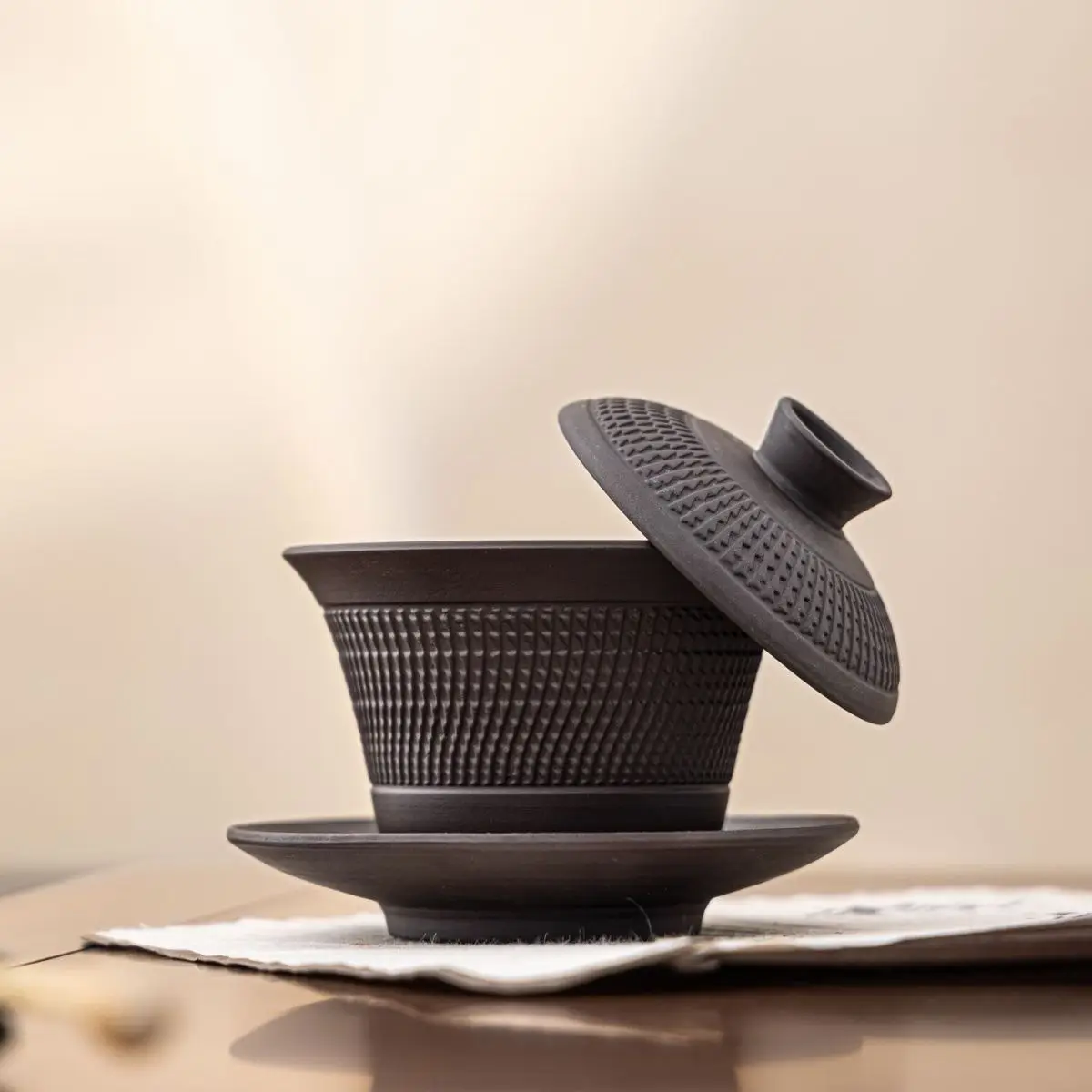 Handmade Tea Tureen Suspension Purple Clay Sancai Gaiwan Single Tea Bowl Premium Kung Fu TeaWare For Home Business Teasey