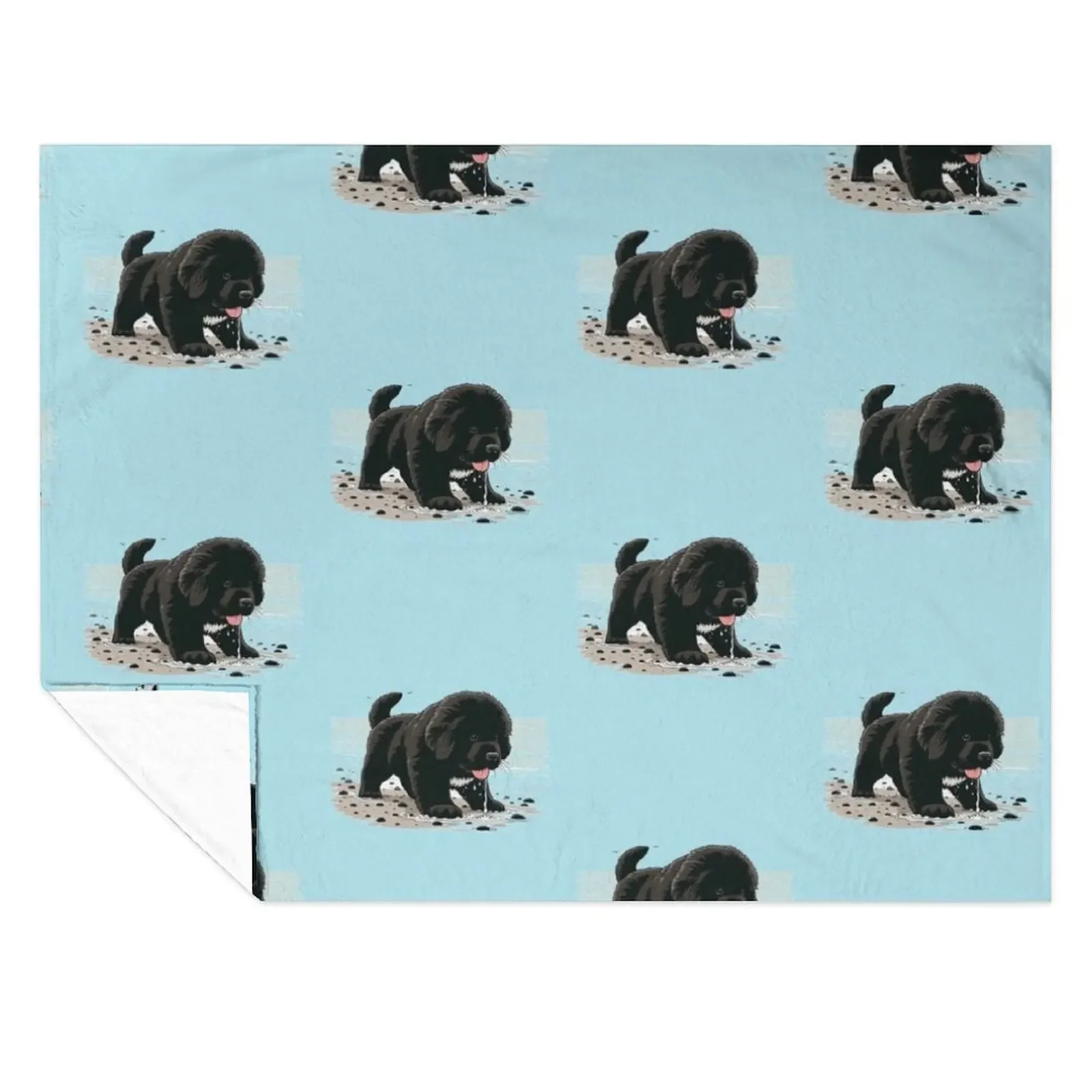 

Newfie Puppy at the Beach Throw Blanket Luxury St Fashion Sofas for sofa Bed Blankets