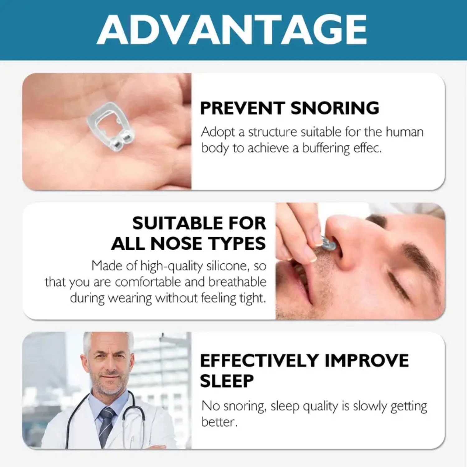 Comfortable Magnetic Anti-Snoring Silicone Nose Clip Device, Stop Snoring, Breathe Easily, Improve Sleep Quality.