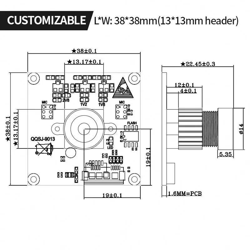 USB2.0/USB3.0 Color Global Shutter Cam OG02B10 Drone Aerial 2MP 1600x1200 60fps Industrial Inspection Camera Module
