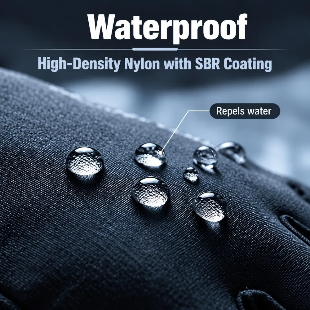 Waterproof Men's Black Winter Gloves Touch Screen with Zipper Thermal Cycling Gloves Non Slip Windproof Winter Sports Gloves