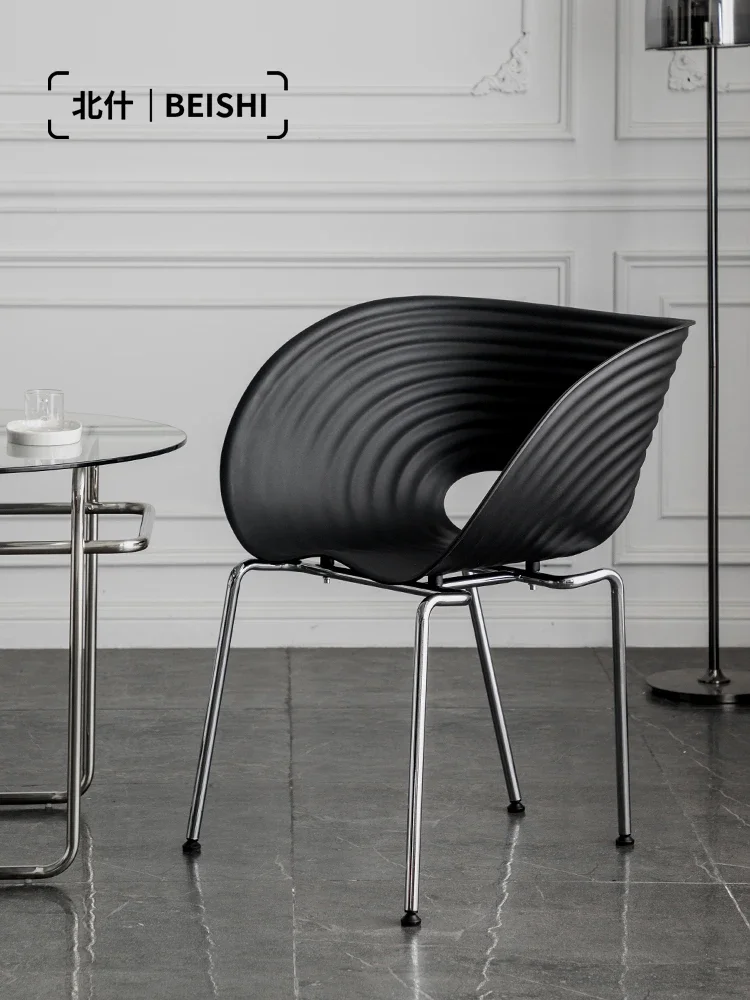 Stoel Eenvoudig Huis Plastic Rugleuning Armsteun Designer Eetkamerstoel