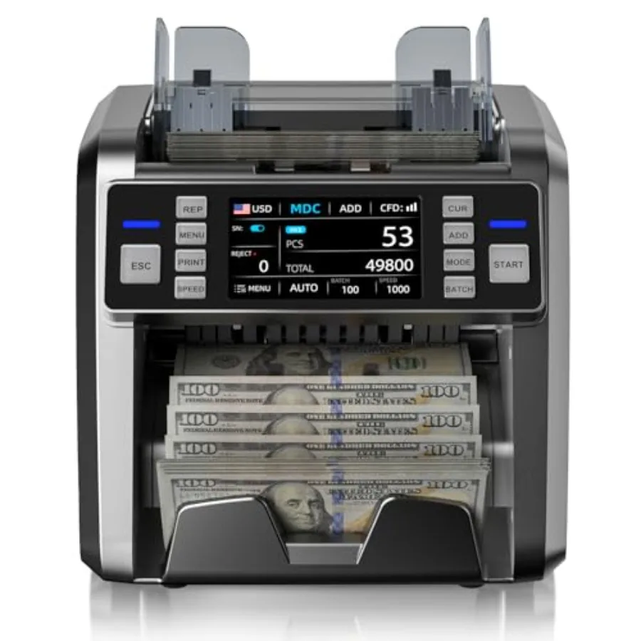 

Cash counting machine for banking use, ABS plastic body, black color, high-precision mixed denomination counting with 2CIS/UV/M