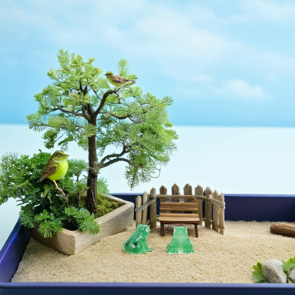 

10 PCS Car Ornaments Frog Garden Large Resin Crafts Animal Cute Statue Fake Decor