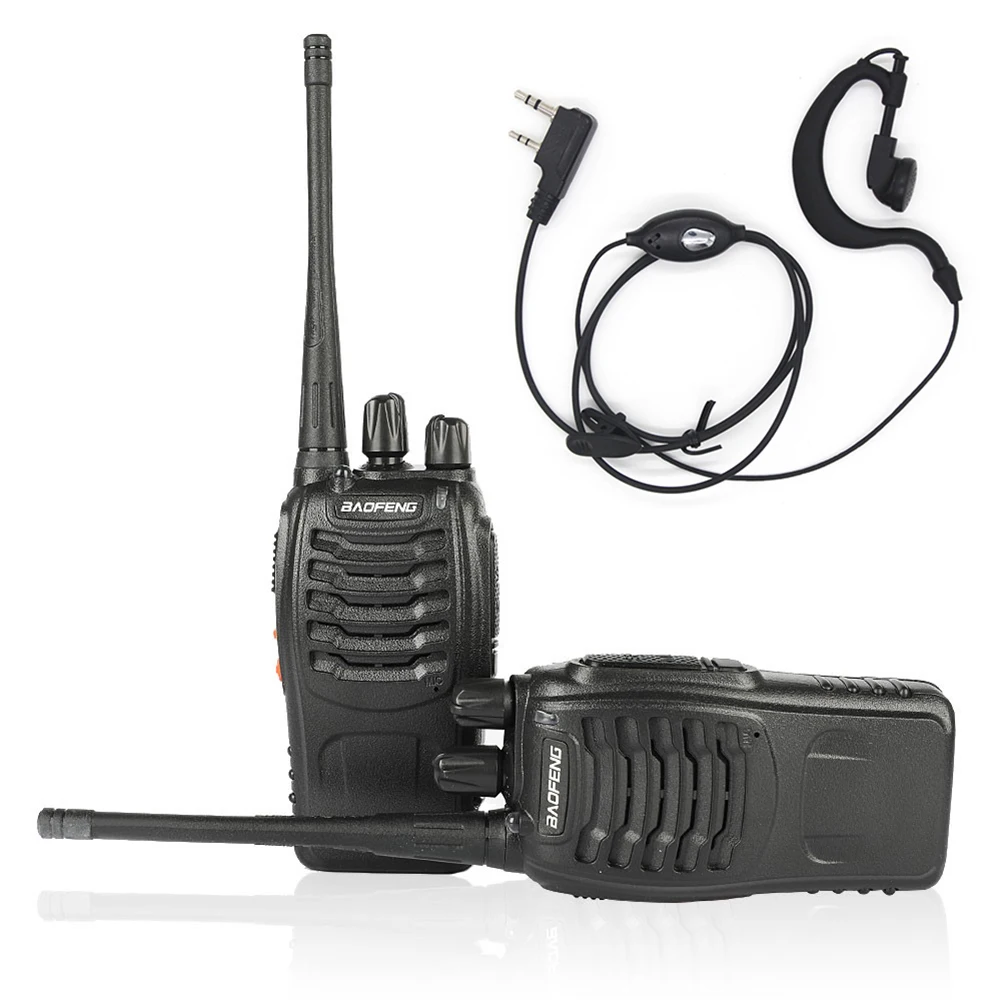 2PCS BF-888S V2 휴대용 무전기 듀얼 밴드 휴대용 양방향 햄 라디오 장거리 대기 UHF 400-470MHz 캠핑 하이킹용