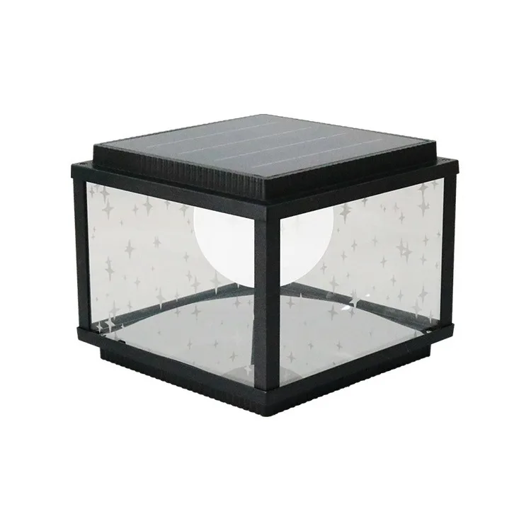 

Solar column head, starry sky glass door pillar, outdoor waterproof courtyard, villa wall, garden pillar light